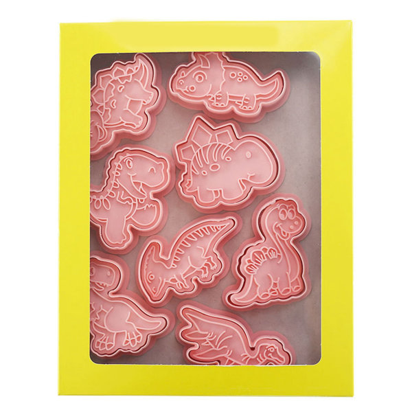 Dinosaur Cookie Mold - Søt matkvalitet plast 3D dyrebakningsform for kjeks kaker desserter håndverk