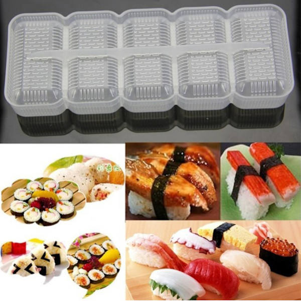 Universal Sushi Form Risbolde 5 Ruller Maker Non Stick Press Bento Værktøj Feriegave til Familie