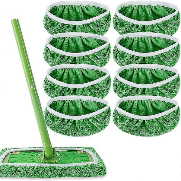 8 kpl Puuvillamoppityyny Uudelleenkäytettävä Swiffer Sweeper -moppiin, Päivitetyt Märkä-Kuiva Moppiliinat Pestävät Sweeper-täyttöpakkaukset Pölymoppisuojukset