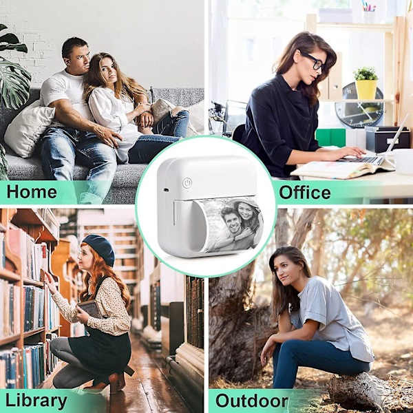 Lomme Bluetooth Termisk Printer - Bærbar Mini Trådløs Printer til Etiketter og Kvitteringer, Kompatibel med Android og iOS Smartphones