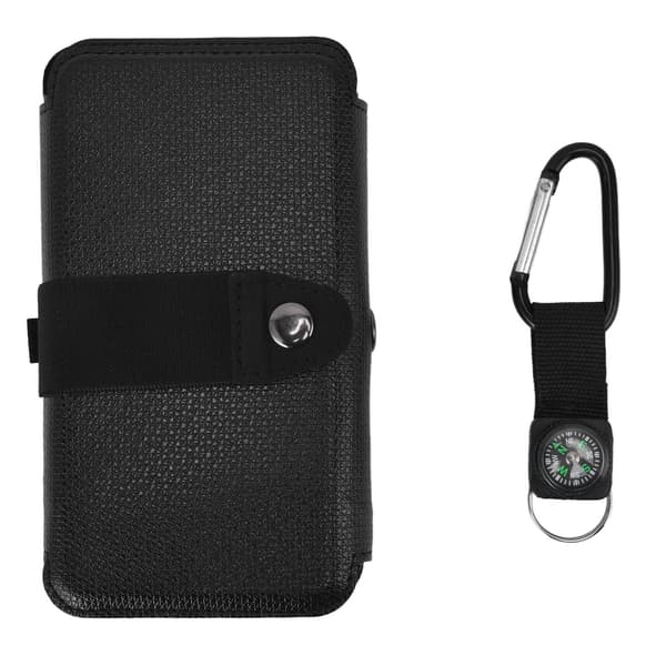 Solcelle Powerbank Foldbar Dobbelt Output Bærbar Universal Direkte Opladningsoplader til 3 Proof Mobil Strømforsyning Sort 5 Fold