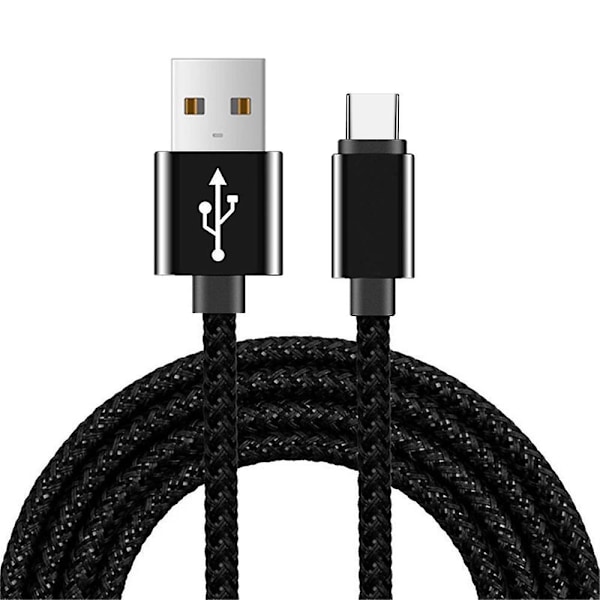 Puhelimen latauskaapeli - 2m punottu nailon USB-kaapeli pikalataukseen - Type-C 2 metrin latausjohto