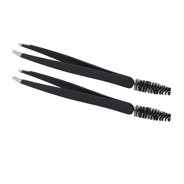 2 STK Øjenbrynspincet Sort Rustfrit Stål Ergonomisk Design Øjenvippepincet til Makeup