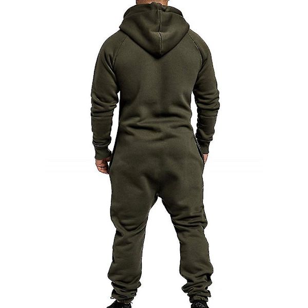 Vinter Casual Mænds Army Grøn Hættetrøje Zip-Up Jumpsuit