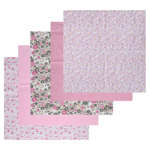 2 Set Bomullstyg Slättväv Trycktyg DIY Sömnad Quiltning PatchWork 5 Färger 50x50cm (Rosa)