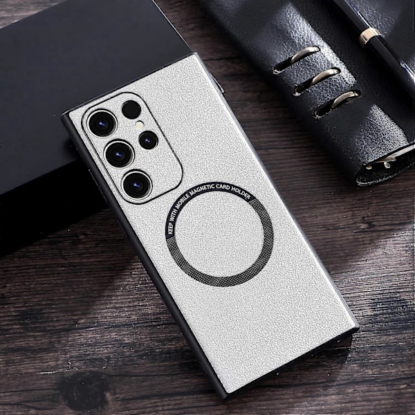 Magnetisk Magsafe Etui Kompatibelt med Samsung Galaxy S23 Ultra, PU Læder Beskyttelsescover
