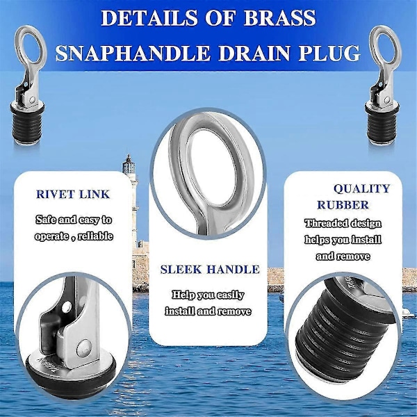 2 st Båtpluggar Snäpphandtag Dräneringsplugg kompatibel med 1 tum Diameter Marinbåt Dräneringsvridplugg Marinbåt Gummipropp