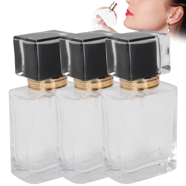 50 ml påfyllningsbar parfymflaska i glas, transparent spray, tom atomizerbehållare, svart