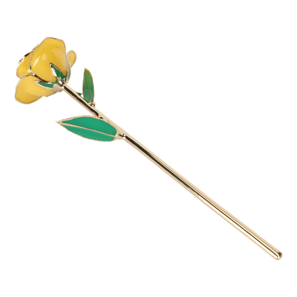 24K forgyldt roseguld dyppet rosedekoration Ægte roseforgyldt ornament med stativ til bryllupsfødselsdag Gul
