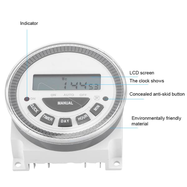 16A 7 Dagars Veckovis Programmerbar Digital Timer Tidsrelä Switch Utgång (220V 16A TM-619H-2)