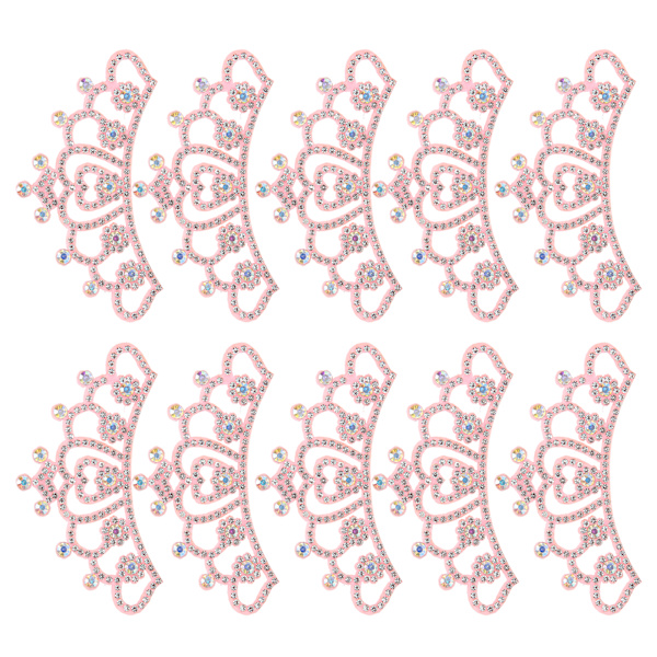 10 st Rhinestone tyg applikationer kronformade lappar kläder tillbehör 8,8x4,5 cm rosa blomma typ
