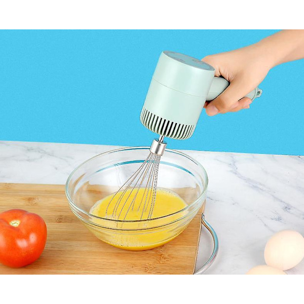 Grön mini bärbar sladdlös elektrisk handmixer för kakor, bakning och matlagning med 2 omrörare