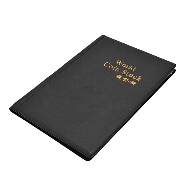 Myntsamlingsbok 120 PVC-lommer PU-omslag Transparent design Myk Høy holdbarhet Klar tekstur Myntalbum Svart
