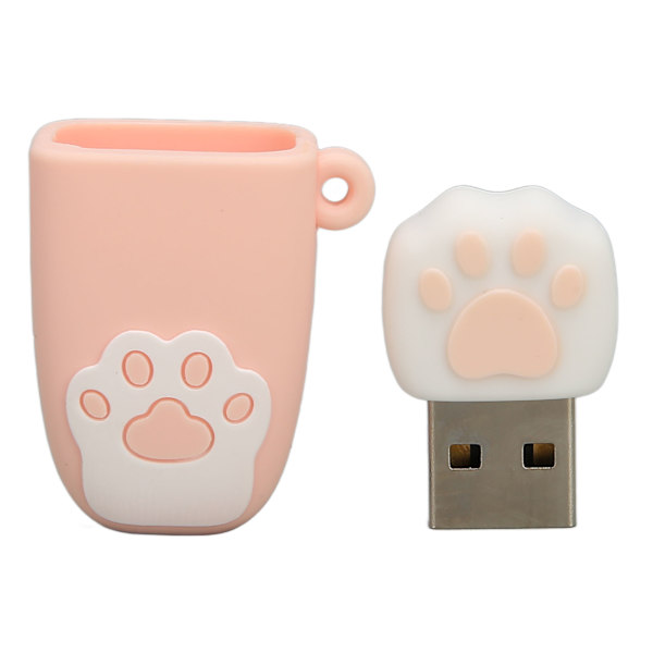 U Disk USB2.0 Hot Swap Cat Paw Shape Cartoon Style Portabel Vibrationsbeständig Flash Drive for Win för OS X Pink 64G
