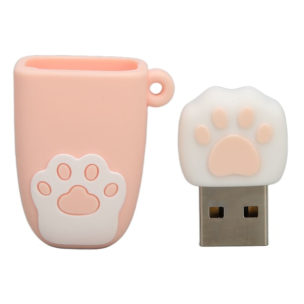 U Disk USB2.0 Hot Swap Cat Paw Shape Tegneseriestil Bærbar vibrasjonsbestandig Flash Drive for Win for OS X Pink 64G