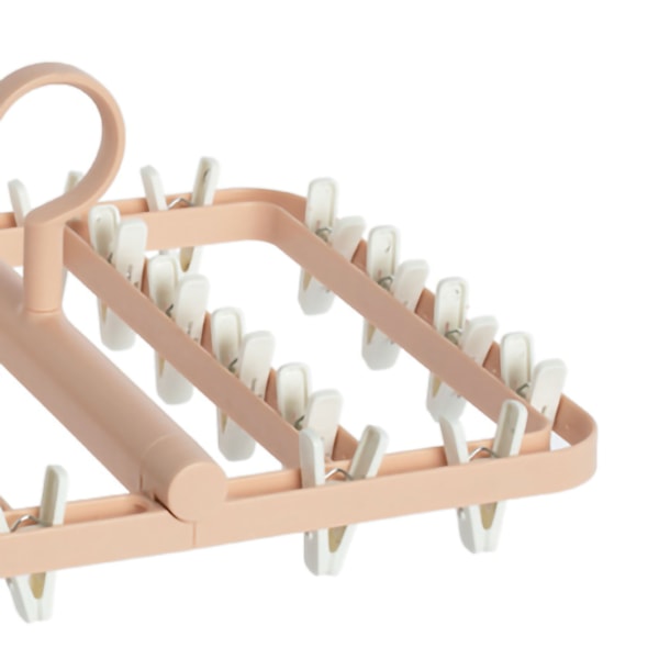 Tørkestativ Foldable Matrix Hengepunkt 24 Klips Husholdning Tørkestativ for Sokker Underbukse Truser Rosa