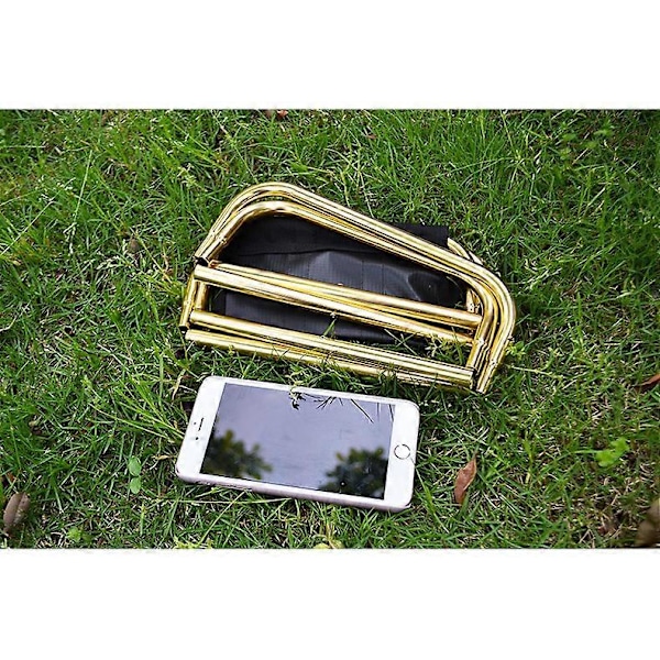 Guld Camping Fällbara Pallar, Portabla Utomhus Fällbara Pallar för Fiske, Vandring, Grillning, Stark Hopfälld Aluminium Nylon (25 x 23 x 27cm)