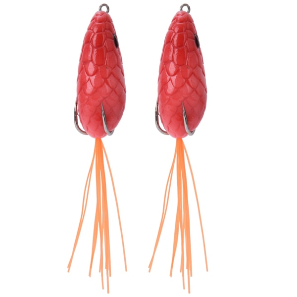 2 stk kunstig froskeformet lokkebunnskjegg lokke agn med kroker fiskeutstyr tilbehør 5#
