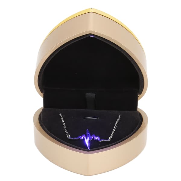 Hjärtformat Halsband Ask Elegant Smyckeskrin Presentförpackning med LED-ljus för Frieri Förlovning Guld