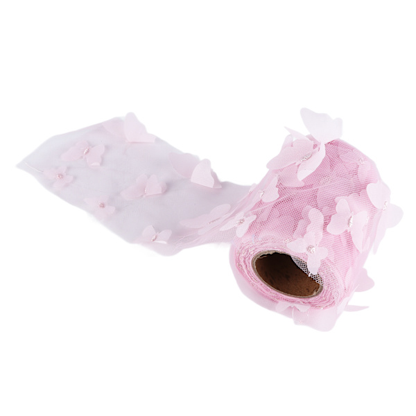 Tulle rulle sy färgglad nätgarn rulle DIY hårtillbehör material band Tulle rulle rosa