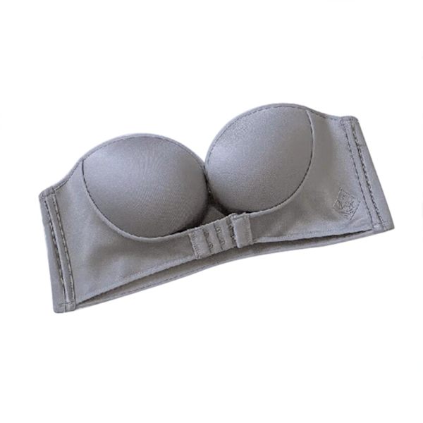 Seamless bh med framspänne, rygglös, push-up, grå, 32/70AB