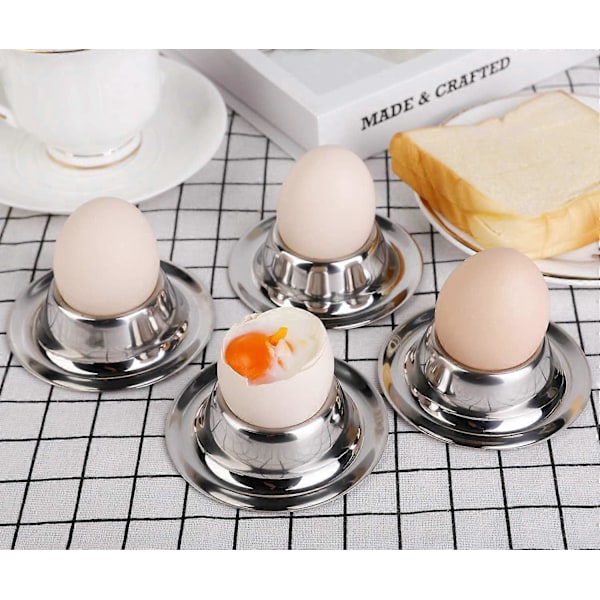 Eggkoppholder i rustfritt stål, sett for løskokt egg, servise, kjøkkenverktøy