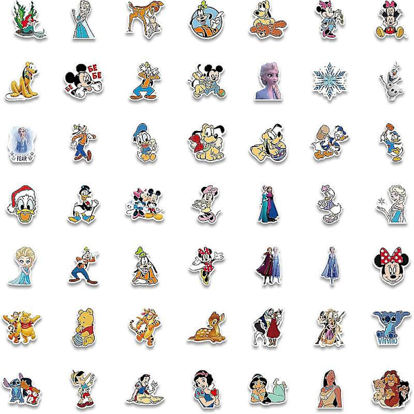 100 kpl Sekalaisia Disney-tarroja lapsille, kawaii-prinsessatarroja vesipulloon, kannettavaan tietokoneeseen, vedenpitävä animaatiotarra teineille ja aikuisille