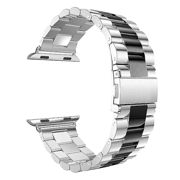 Ruostumattomasta teräksestä valmistettu ranneke Apple Watchille - Sopii 40mm/44mm, 38mm/42mm - Sport Metal Watchband iWatch 5/4/3/2/1 42mm Hopea musta