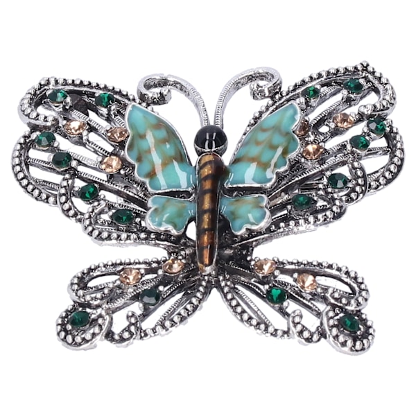 Brosch Pin Diamante ihålig fjärilsmönster Slipstift Kavajnålar Fest Corsage TillbehörGrön