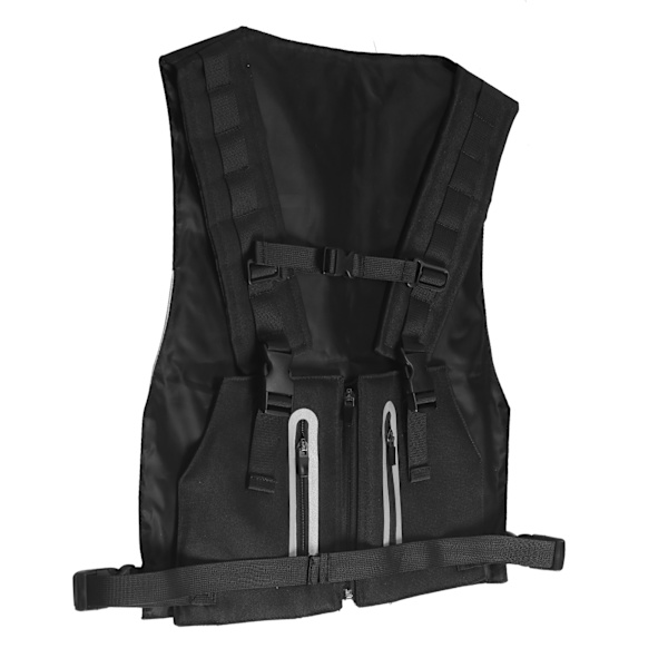 Udendørs reflekterende vest multifunktionel polyester sikkerhedsjusterbar cykelvest sort