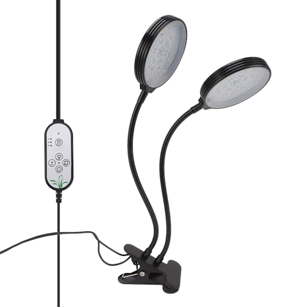 Plantevækstlys Timing 5 dæmpbare niveauer Vandtæt Dobbelthoved 30W USB-drevet LED plantelampe med klipsbase