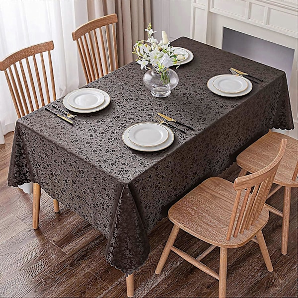 Vattentät Vinyl Duk, Rektangulär Kraftig Bordsduk, Avtorkningsbar Bordsöverdrag för Kök och Matsal (Kaffe 1, 132 cm X 178 cm)
