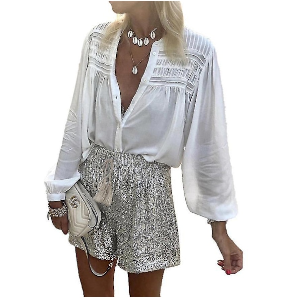 Høytaljede Sequin Glitter Shorts for Kvinner