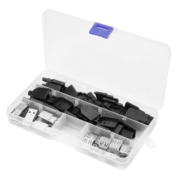 20 stk/sett Type A 2.0USB-kontakt 4-pinners pluggadapter med svart plastskall