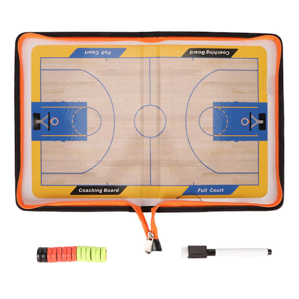 Basketbolltränare Klippbräda med Magneter och Penna Läder Dragkedja Stängd Basketboll Magnetisk Strategitavla