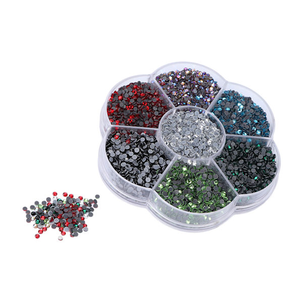 10080 stk. flade bagsiderhinestone, blændende farverige DIY robuste iriserende rhinestones runde perler til manicure makeupS607‑1