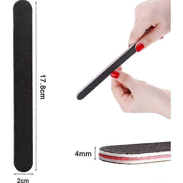 10-pack Professionella Nagelfilar, 100/180 Dubbelsidig Nagelfil, Naturlig Akryl Gel Nagelkonstfil för Manikyr, för Kosmetisk Manikyr, Hårsalong, Pe