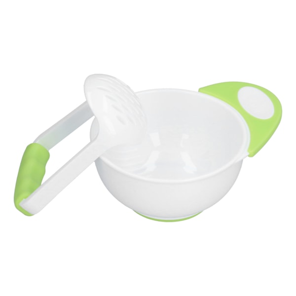 Babymat Masher Skål Set Halkskyddad Lång Skål Handtag Frukt Grönsak Puré Mash Skål med Slipning Rod