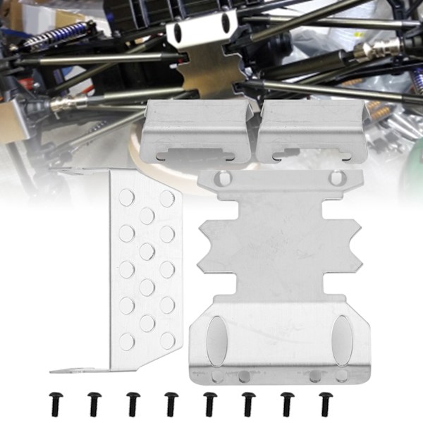 4 stk/sett Rustfritt stål Chassis Armors Protection Skid Plate Passer til Axial SCX10 II 90046 90047 90059 90060