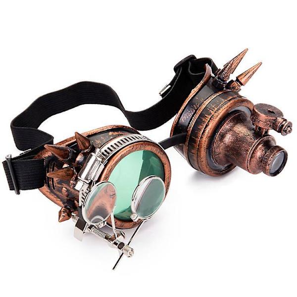 Viktorianska Steampunk-skyddsglasögon med Färgade Linser och Ocular Loupe