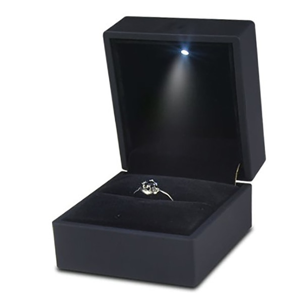 LED Light Black Ring Box - Oppbevaringsveske av høy kvalitet for propose gaver