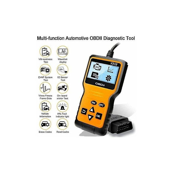 OBD2 Scanner Universal OBD II Scanner Automotive Motor Fejlkodelæser CAN Diagnostisk Scanningsværktøj til OBDII Protokol Biler siden 1996 (Gul)