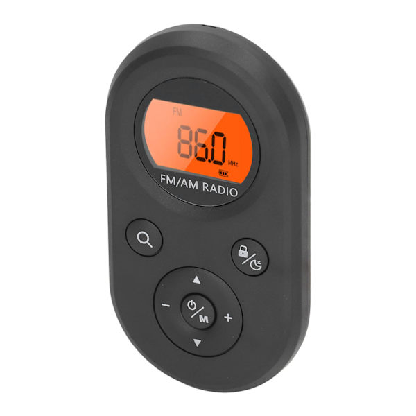 AM FM Mini Radio DC5V 76‑108MHz FM 520 522‑1710KHz AM Bakgrundsbelysning Bärbar radio med hörlurar för utomhussvart