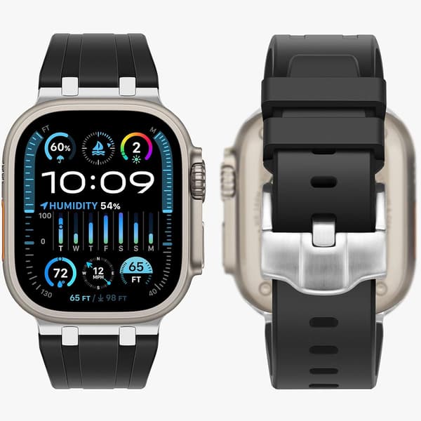 Compatible with Apple Watch Ultra Strap 38mm 40mm 41mm, Liquid Silicone Strap with Stainless Maple Adapters Designed for Apple Watch
