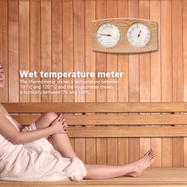 2-i-1 Træ Termo-hygrometer Termometer Hygrometer Sauna Dampbad Tilbehør