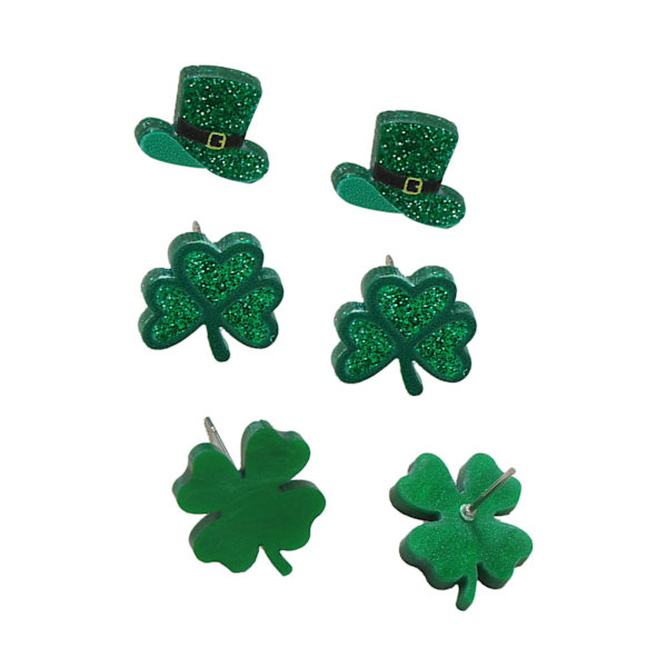 3 par Patrick Day örhängen Fashionabla lyckliga gröna shamrock hatt örhängen för fester