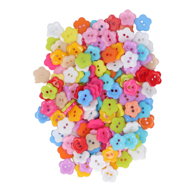 200 stk. Blomsterknapper Farverige DIY Fremstilling Plast Blanke Dekorative 1,3x1,3cm/0,5x0,5in Syknapper til Scrapbooking