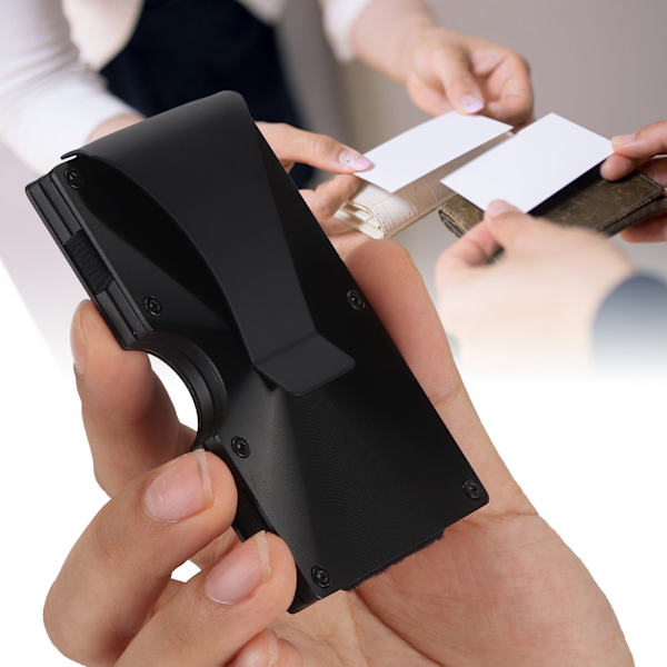 Anti-magnetisering Pengeclips Business Card Kreditkort Holder Opbevaringsarrangør (Sort)