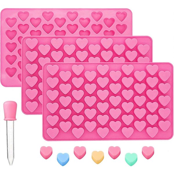 3 Stykker 55-Huls Slik Gummyforme Isterning Bage Tilbehør med 1 Pipette