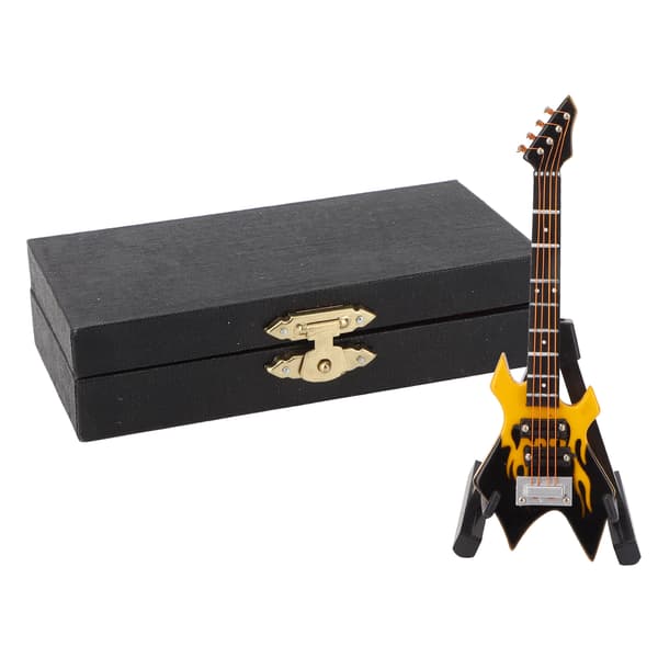 Basmodell Miniatyr Träsimulering Gitarr Modell Musikinstrument OrnamentGul